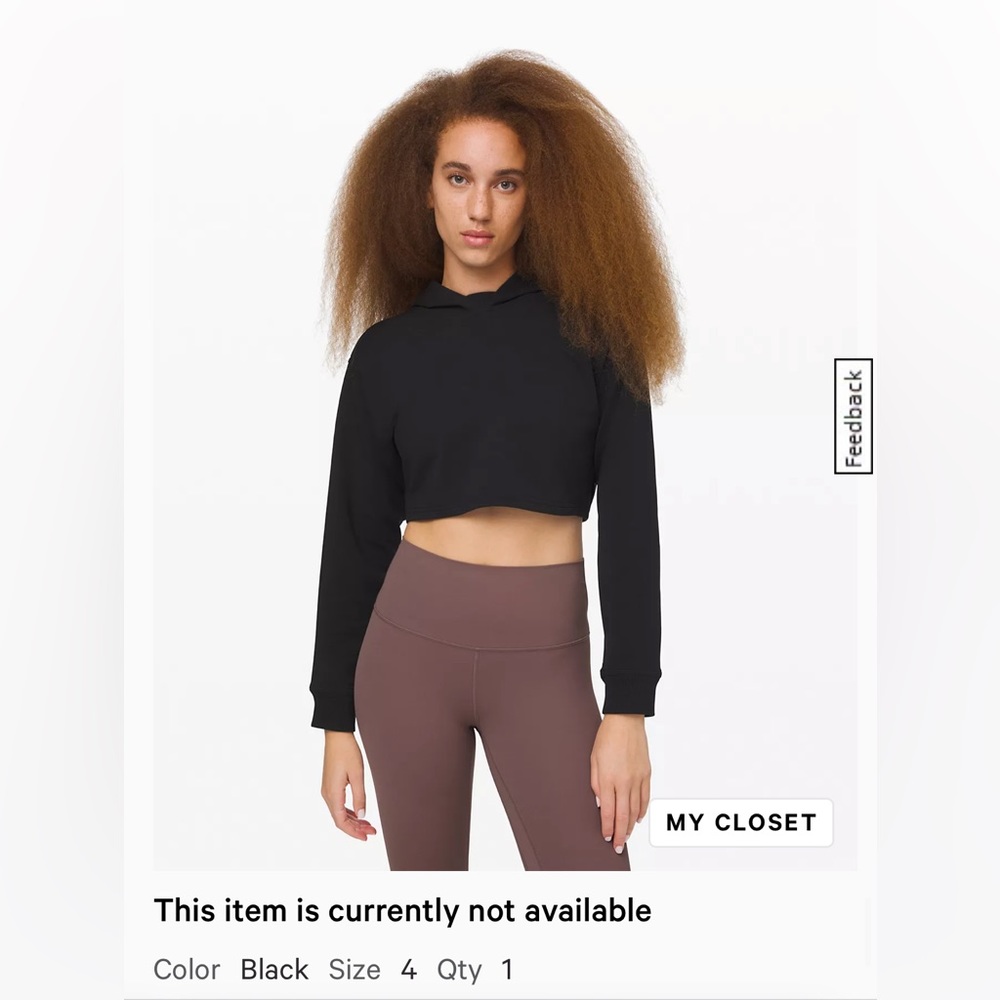 Lululemon cropped all yours hoodie size 4 black